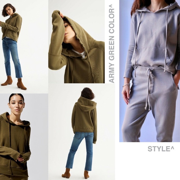 Nili Lotan Janie Hoodie Sweatshirt in Original Army Green Color Size S - Picture 2 of 10